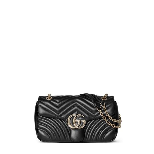 GG Marmont medium shoulder bag in black leather by GUCCI