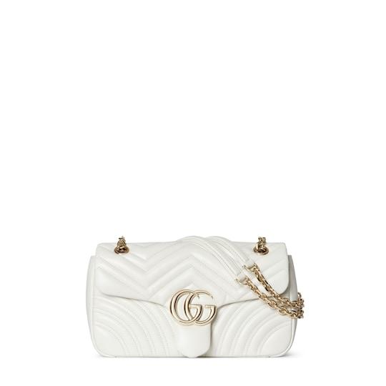 GG Marmont medium shoulder bag in white leather by GUCCI