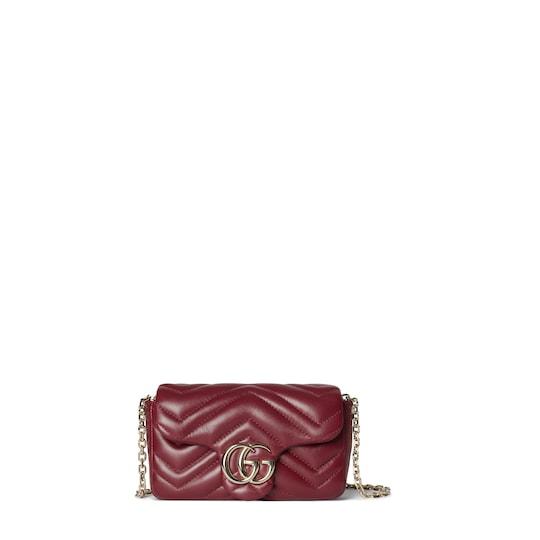 GG Marmont mini shoulder bag
 in Rosso Ancora red leather by GUCCI
