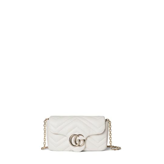 GG Marmont mini shoulder bag
 in white leather by GUCCI
