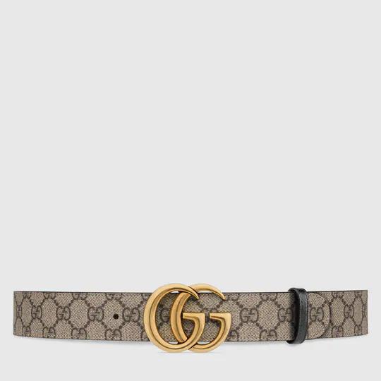GG Marmont reversible belt  in black leather by GUCCI