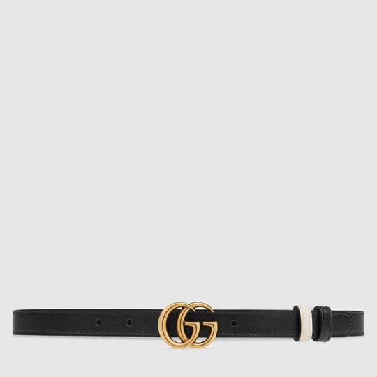 GG Marmont reversible thin belt in white leather by GUCCI