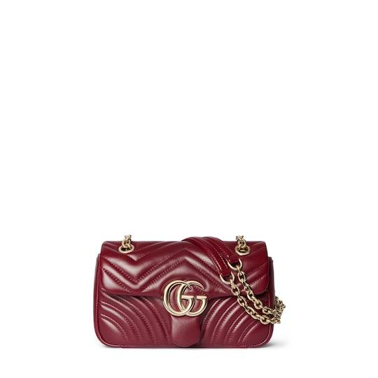 GG Marmont small shoulder bag
 in Rosso Ancora red leather by GUCCI