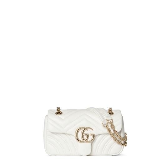 GG Marmont small shoulder bag
 in white leather by GUCCI