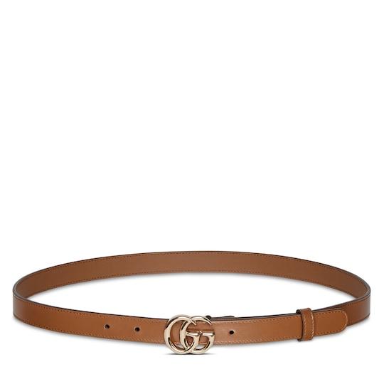 GG Marmont thin belt in brown leather by GUCCI