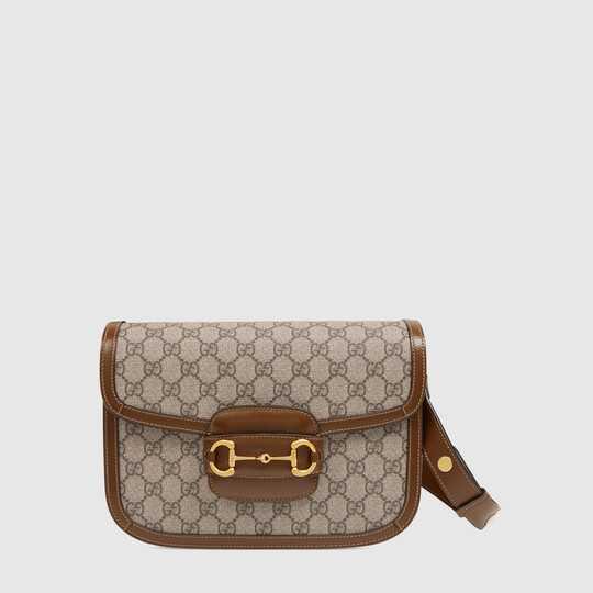 GG Supreme / Brown Gucci 1955 Horsebit Shoulder Bag by GUCCI