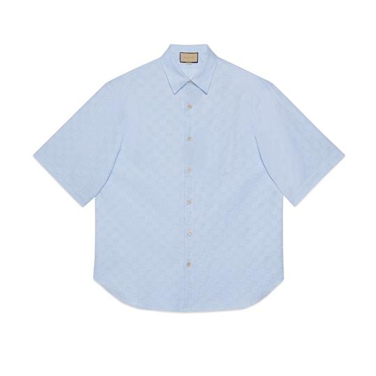 GG Supreme Oxford cotton shirt in light blue by GUCCI