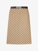 GG Supreme crocodile-effect midi skirt by GUCCI