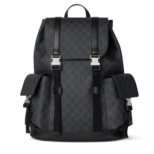 GG backpack in black GG Supreme by GUCCI