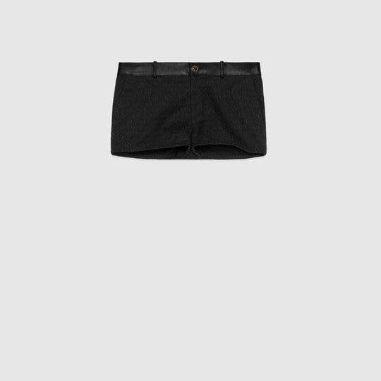 GG canvas and leather shorts in black by GUCCI