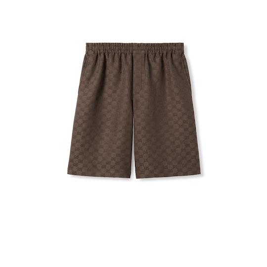 GG canvas linen blen shorts by GUCCI