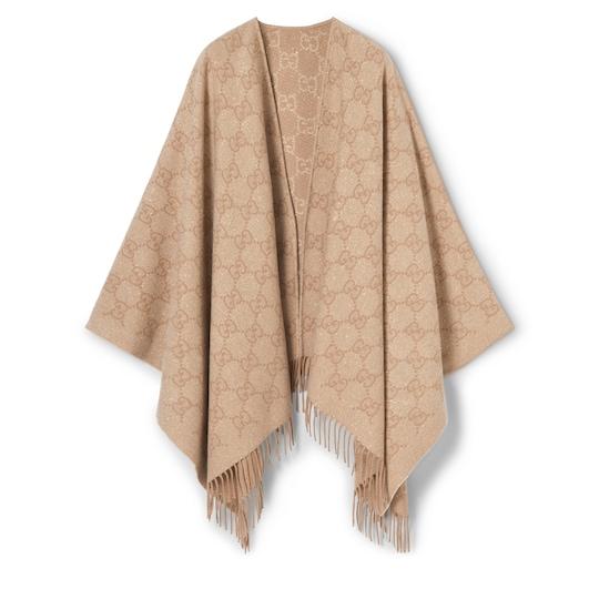 GG cashmere lamé cape by GUCCI