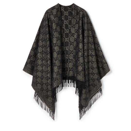 GG cashmere lamé cape by GUCCI