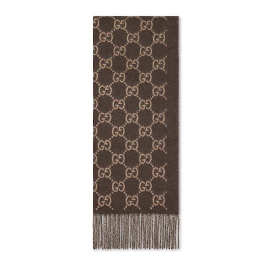 GG cashmere shawl in beige by GUCCI