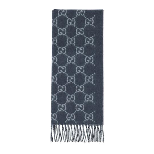 GG cashmere shawl in blue by GUCCI
