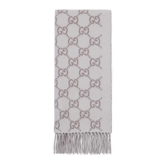 GG cashmere shawl in grey by GUCCI