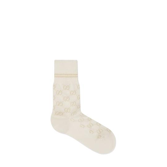 GG cotton blend socks in ivory by GUCCI