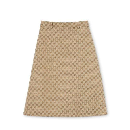 GG cotton canvas fabric skirt by GUCCI