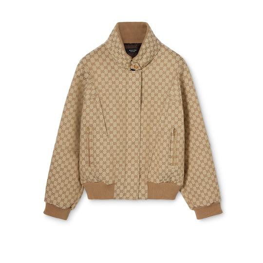 GG cotton canvas fabric zip jacket by GUCCI