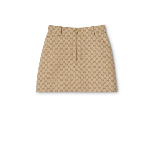 GG cotton canvas jacquard fabric skirt by GUCCI