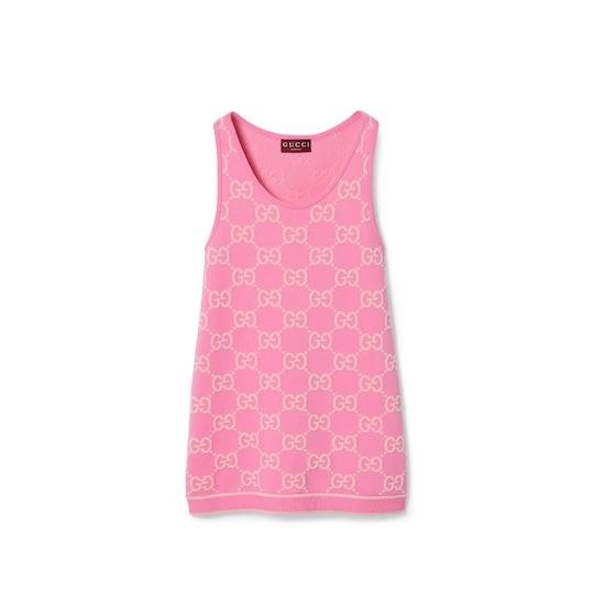 GG cotton jacquard dress in pink and light pink by GUCCI