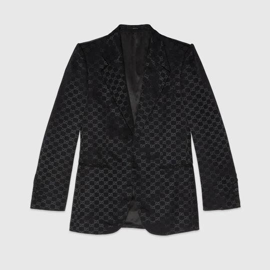 GG cotton viscose formal jacket in black by GUCCI