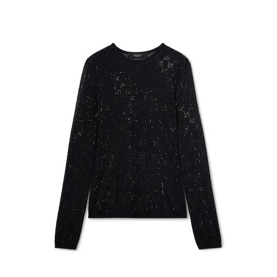 GG crystal embroidered top by GUCCI