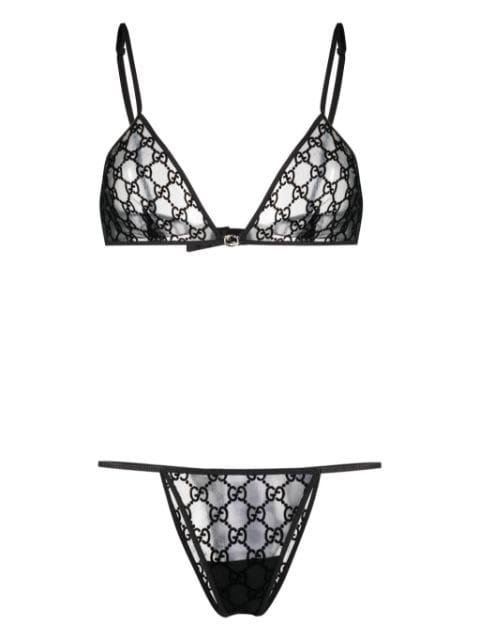 GG-embroidered tulle underwear set by GUCCI