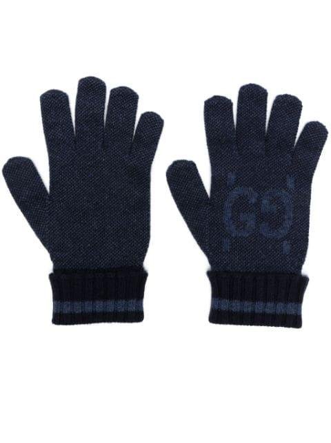 GG-intarsia cashmere gloves by GUCCI