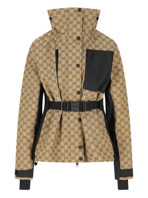 GG jacquard belted ski jacket by GUCCI