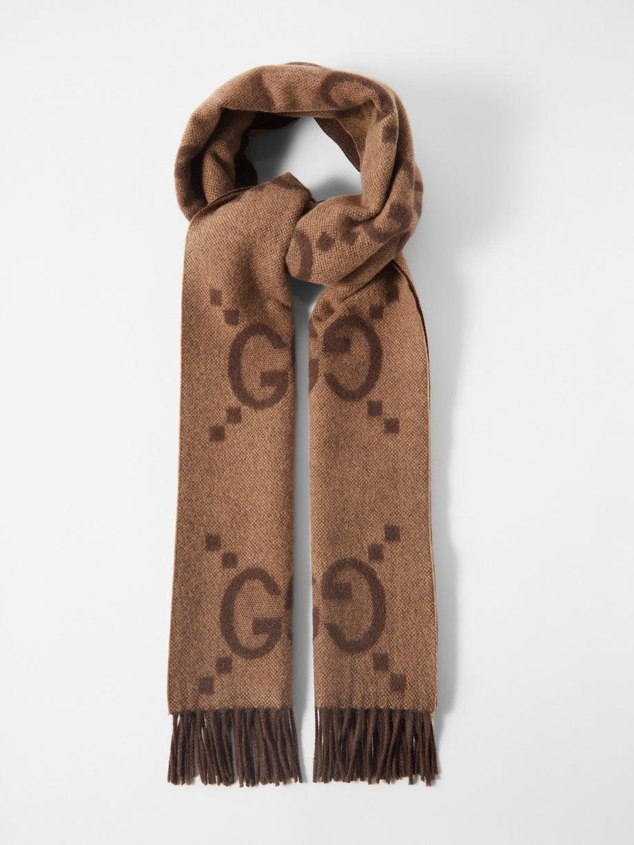 GG-jacquard cashmere scarf by GUCCI