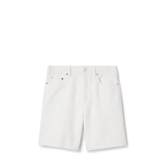 GG jacquard denim shorts in white by GUCCI