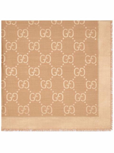 GG jacquard frayed scarf by GUCCI