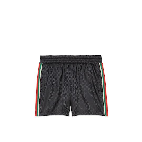 GG jacquard nylon swim shorts in black by GUCCI