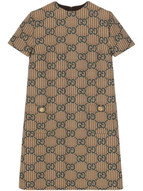 GG-jacquard wool dress by GUCCI