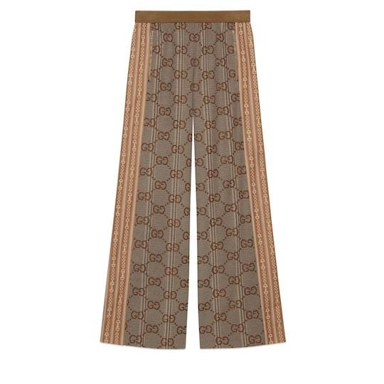 GG jersey jacquard pant  in brown and beige by GUCCI