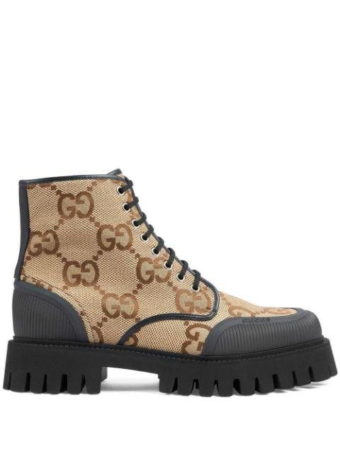 GG lace-up combat boots by GUCCI