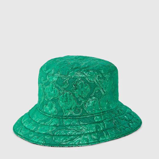 GG lamé jacquard reversible bucket hat in emerald green by GUCCI