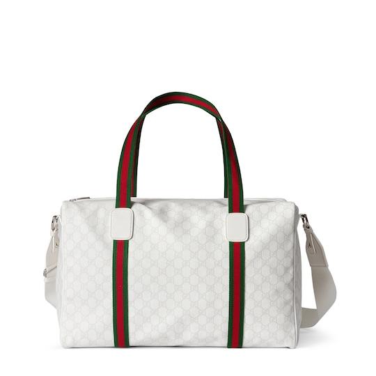 GG large duffle bag in white GG Tender by GUCCI