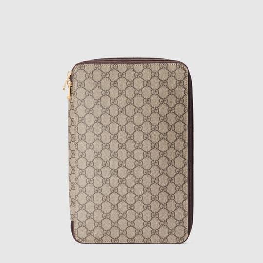 GG large packing cube in beige and ebony Supreme by GUCCI
