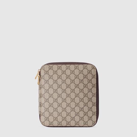 GG medium packing cube in beige and ebony Supreme by GUCCI