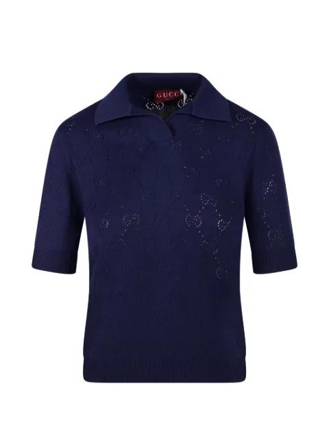 GG pointelle polo top by GUCCI