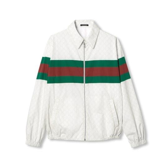 GG print cotton jacket in white by GUCCI