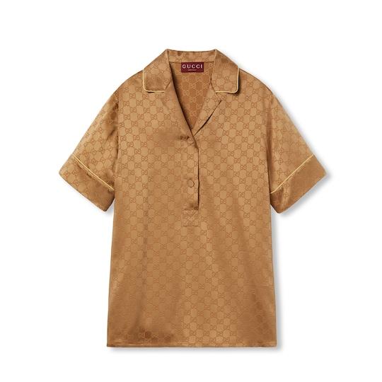 GG satin shirt in copper by GUCCI