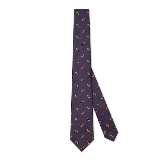 GG silk jacquard tie in blue and red by GUCCI