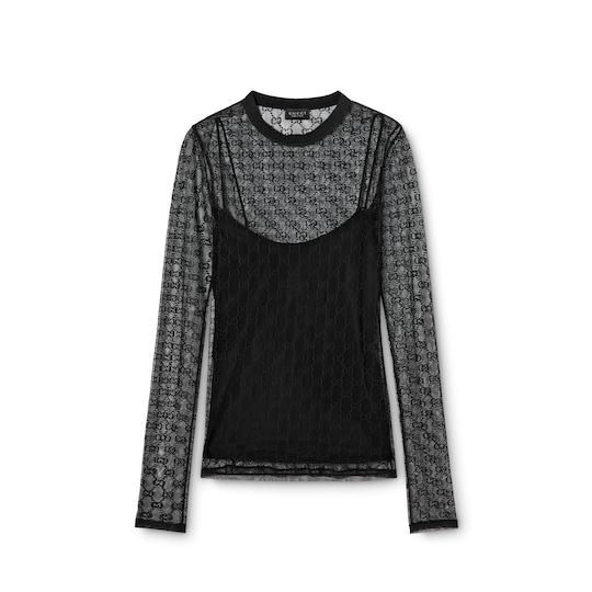GG stretch lace T-shirt by GUCCI