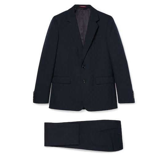 GG wool jacquard suit in dark blue by GUCCI