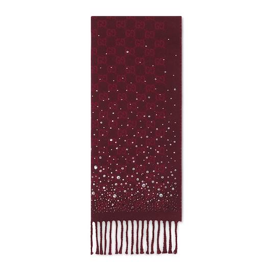 GG wool scarf with crystals by GUCCI