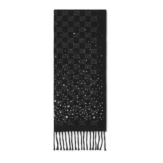GG wool scarf with crystals by GUCCI