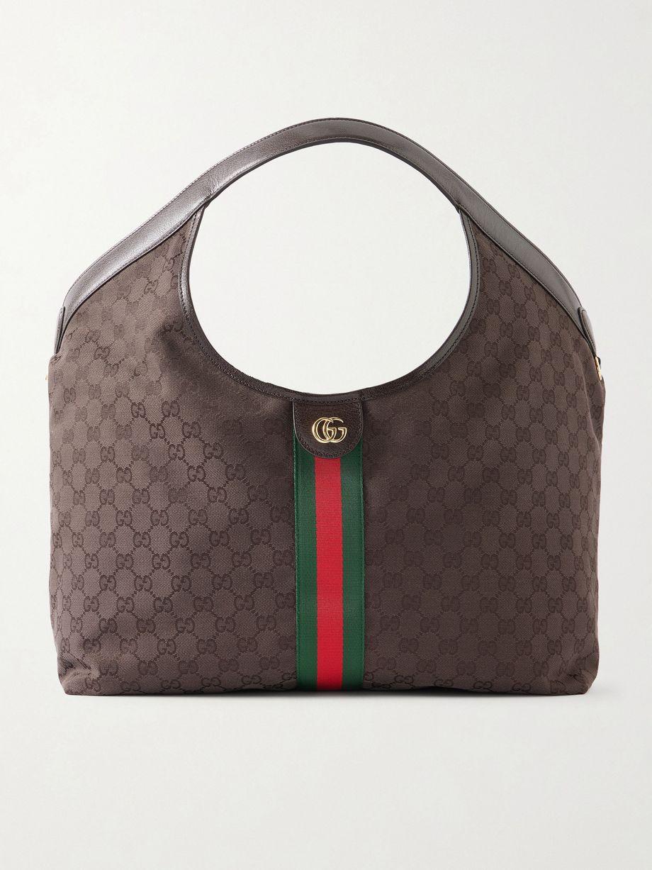 Giglio leather-trimmed canvas-jacquard tote by GUCCI